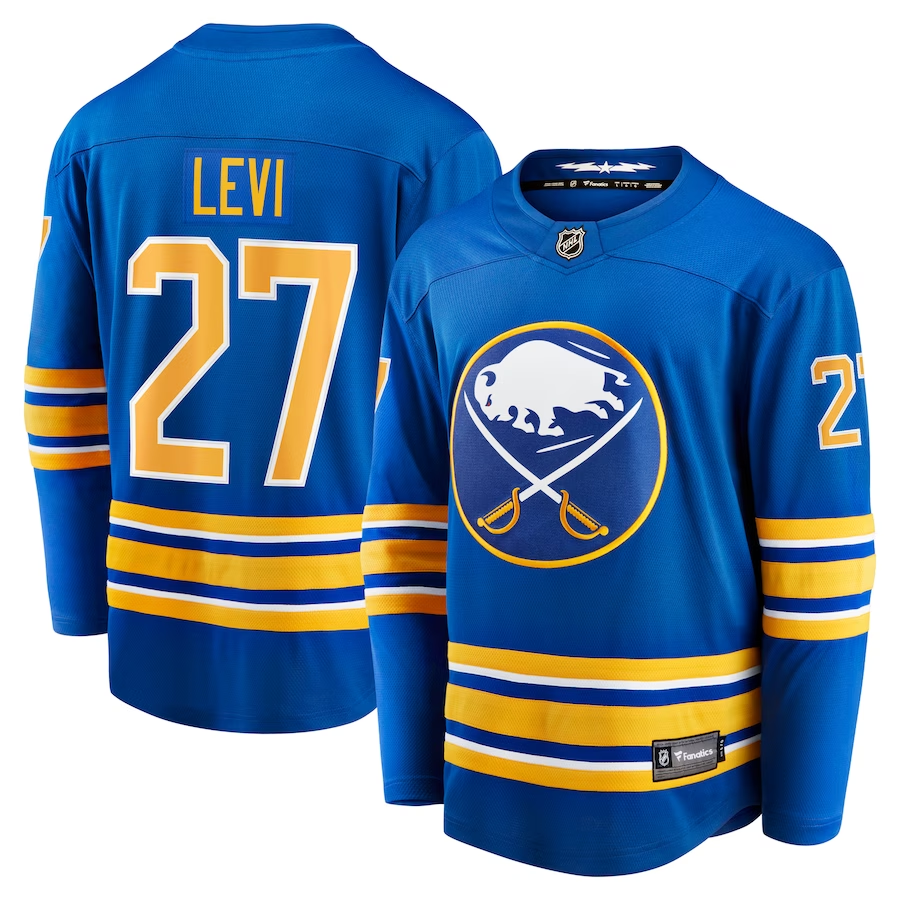 Men's Buffalo Sabres devon levi #27 Royal Jersey